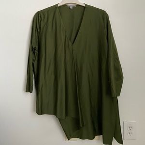 Asymmetrical Olive Silky Top